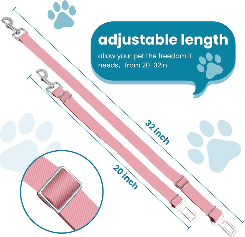 HCYPCV Adjustable pet cat and Dog car seat Belt The Lanyard is Flexible and Adjustable from 20 to 33 inches(Pink + Purple) - Image 2